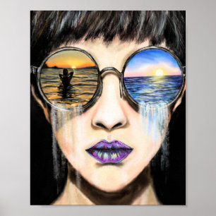 Póster Sea Sunrise and Sunset Emotion Poster - Pintura