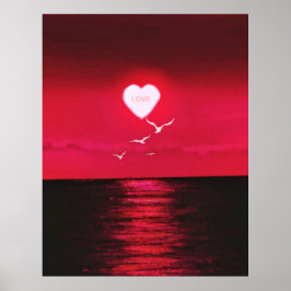 Póster Sea Sunset Love Poster Romantic - Su nombre de tex