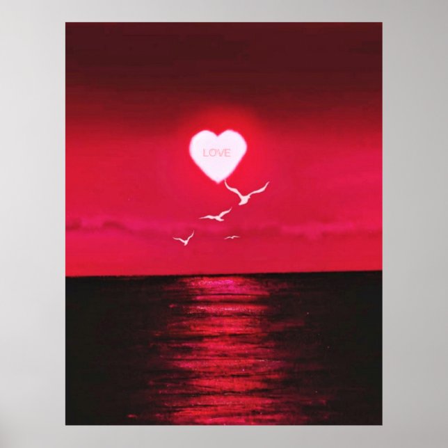 Póster Sea Sunset Love Poster Romantic - Su nombre de tex (Frente)
