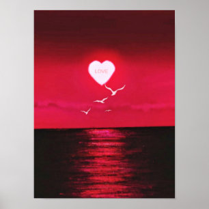 Póster Sea Sunset Love Poster Romantic - Su nombre de tex