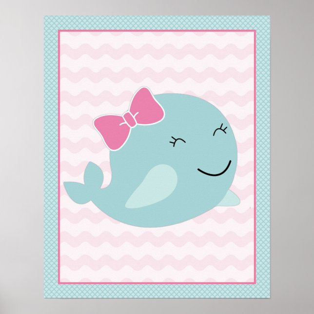 Póster Sea Sweeties Girl Sealife Aqua Whale Art Poster (Frente)