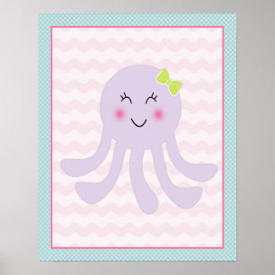 Póster Sea Sweeties Girl Sealife Octopus Art Poster