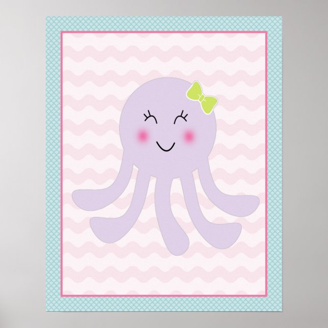 Póster Sea Sweeties Girl Sealife Octopus Art Poster (Frente)