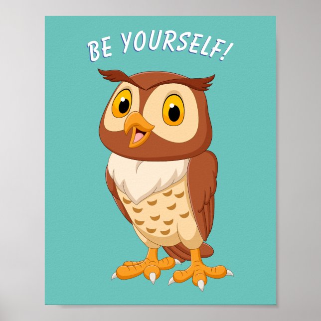 Póster "¡SEA USTED MISMO!" Owl, o Su mensaje/nombre, Verd (Frente)