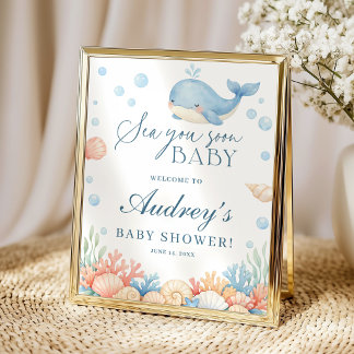 Póster Sea You Soon Coastal Ocean Baby Shower Welcome