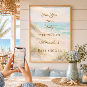 Póster Sea You Soon Playa Bienvenida al Baby Shower