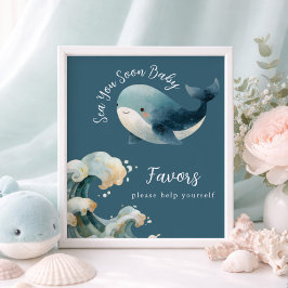 Póster Sea You Soon Whale Baby Shower Favors Sign