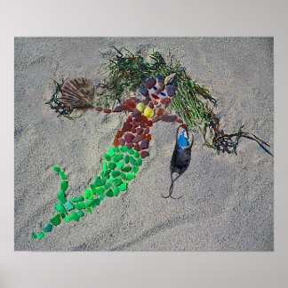 Póster SeaGlassMermaid11x14Wrap