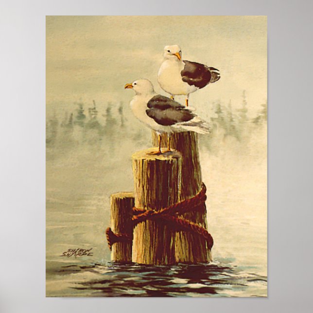 Póster SEAGULLS & PILINGS 2 de SHARON SHARPE (Frente)