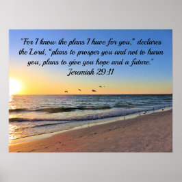 PÓSTER SEAGULLS Y SUNRISE JEREMIAH 29:11 BIBLIA VERSE
