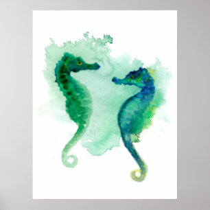 Póster Seahorse blanco del poster de los seahorses del