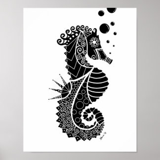 Póster Seahorse Illustration