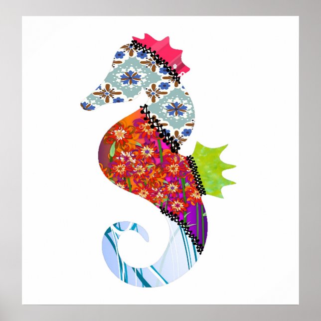 Póster Seahorse Patchwork Pet Print (Frente)