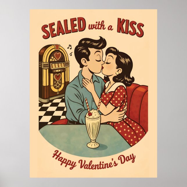 Póster Sealed with a Kiss Retro 50s Jukebox  (Frente)