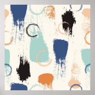 Póster Seamless abstract pastel brush strokes pattern bac