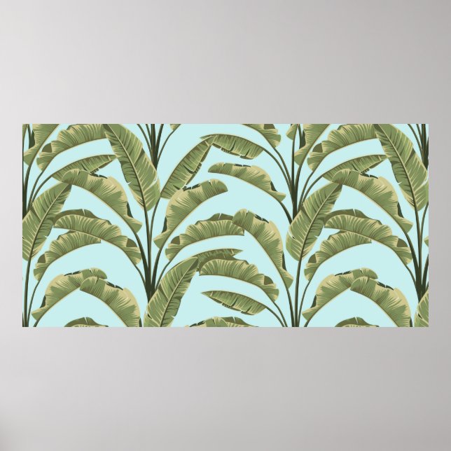 Póster Seamless banana leaves. Vintage tropical pattern b (Frente)