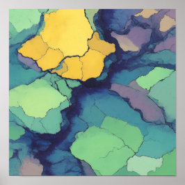 Póster Seamless Bright Mineral Tiling with Metallic Lines