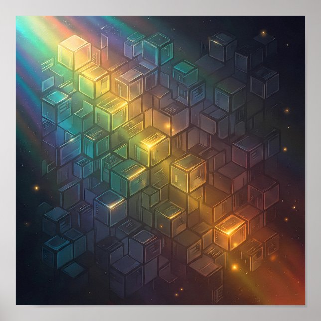 Póster Seamless Bright Spectrum Geometric Wallpaper (Frente)