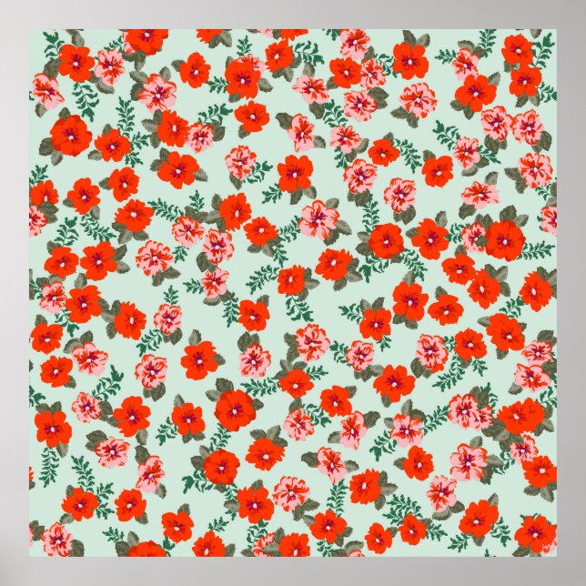 Póster Seamless ditsy pattern in small cute wild flowers. (Frente)