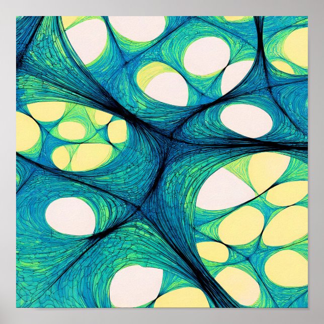 Póster Seamless Electric Flow White Background Pattern (Frente)