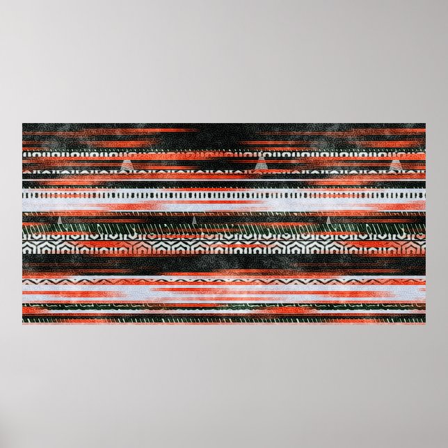 Póster Seamless ethnic tribal pattern stripes rug design. (Frente)