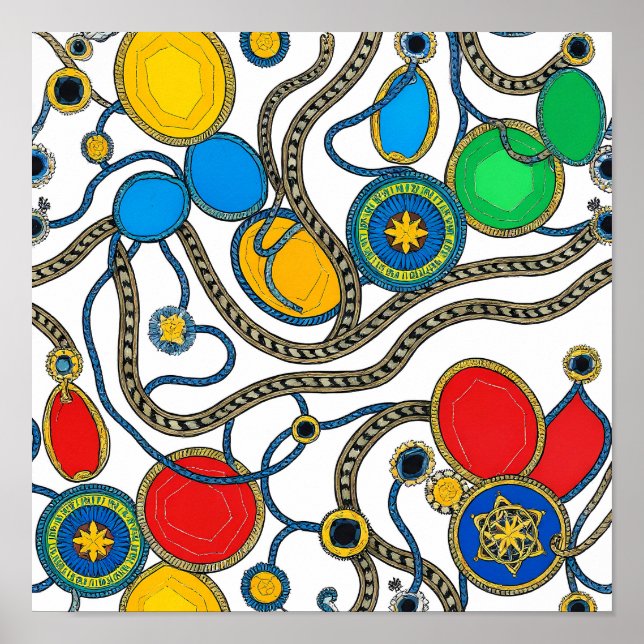 Póster Seamless Flat Color Jewels Fabric and Paper (Frente)