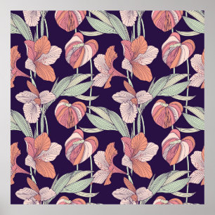 Póster Seamless floral patternpattern,flower,orchid,moder