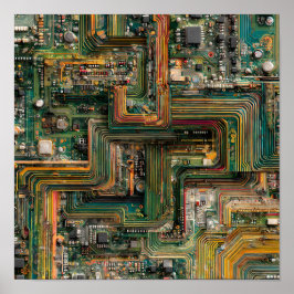 Póster Seamless Fractured Tech: Bent Circuit Boards 