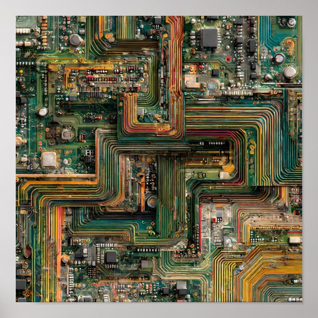 Póster Seamless Fractured Tech: Bent Circuit Boards  (Frente)