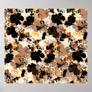 Póster Seamless geometric flowers pattern, floral print.p