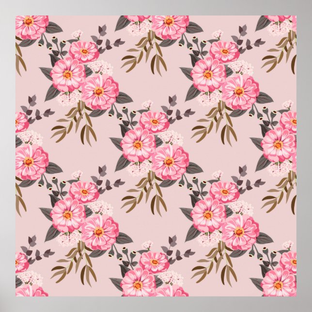Póster Seamless gorgeous pattern in garden flowers. Flora (Frente)