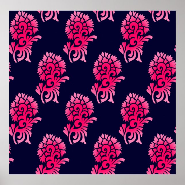Póster seamless Indian mughal flower motif backgroundabst (Frente)