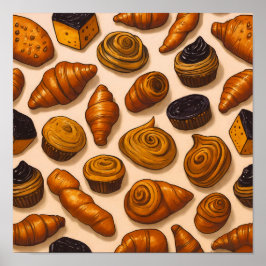 Póster Seamless Laminated Dough Texture Fabric Pattern