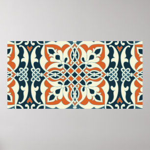 Póster Seamless medallion Vintage multi color pattern