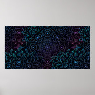 Póster Seamless oriental arabesque pattern. Laced decorat