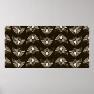 Póster Seamless ornamental pattern. Repeating monochrome 
