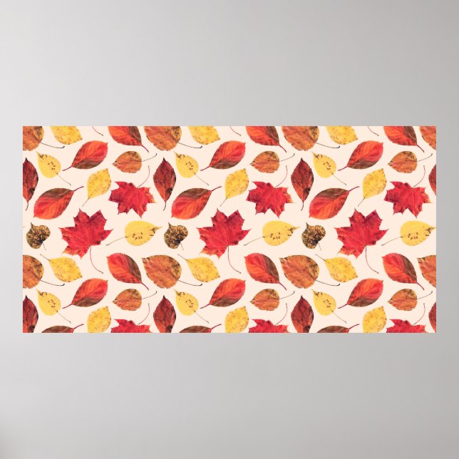 Póster Seamless pattern created from real isolated leaves (Frente)