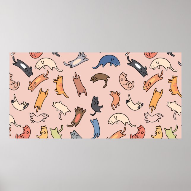 Póster Seamless pattern doodle cats,illustration (Frente)