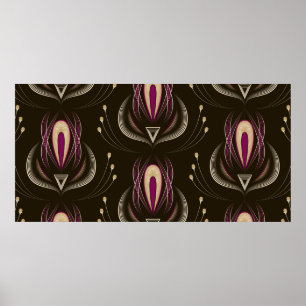 Póster Seamless pattern graphic ornament. Floral stylish