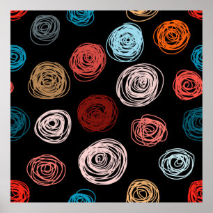 Póster Seamless pattern hand drawn abstract dots. Backgro