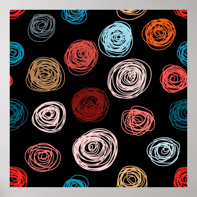 Póster Seamless pattern hand drawn abstract dots. Backgro (Frente)