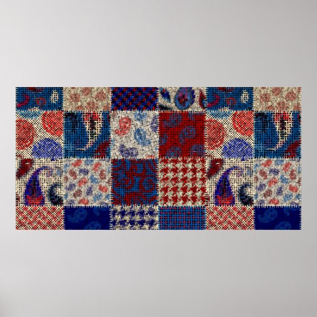 Póster Seamless pattern. Imitation of a patchwork pattern (Frente)