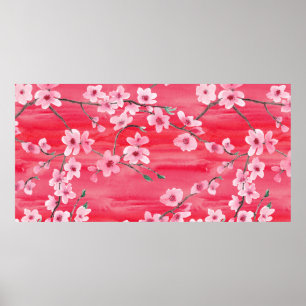Póster Seamless pattern with Beautiful Cherry blossom flo