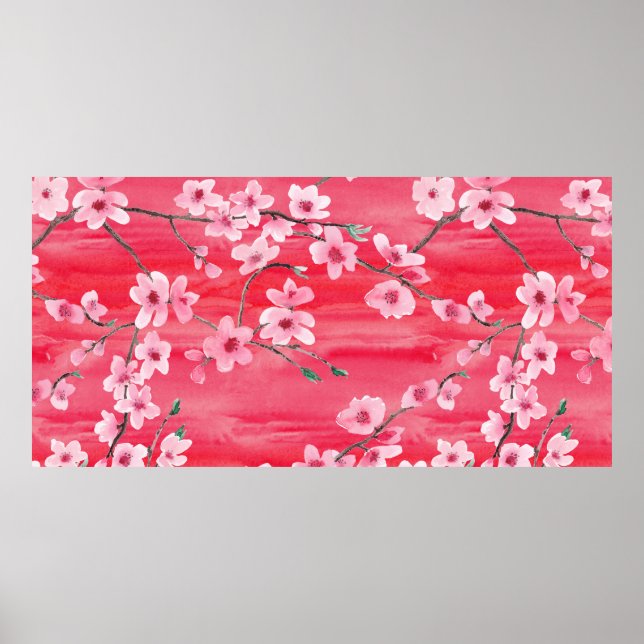 Póster Seamless pattern with Beautiful Cherry blossom flo (Frente)