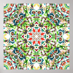 Póster seamless pattern with bright floral ornament. Vin