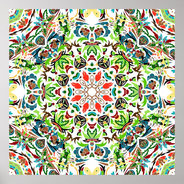 Póster  seamless pattern with bright floral ornament. Vin (Frente)