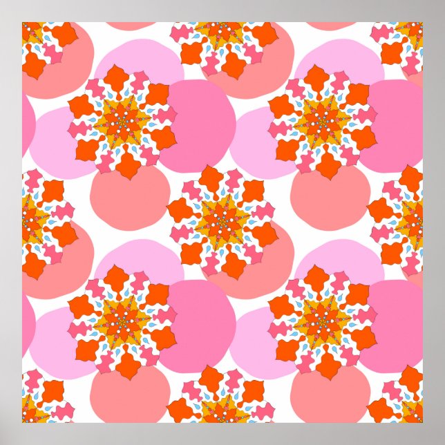 Póster Seamless pattern with colorful mandalas. Bright te (Frente)