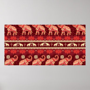 Póster Seamless pattern with elephants