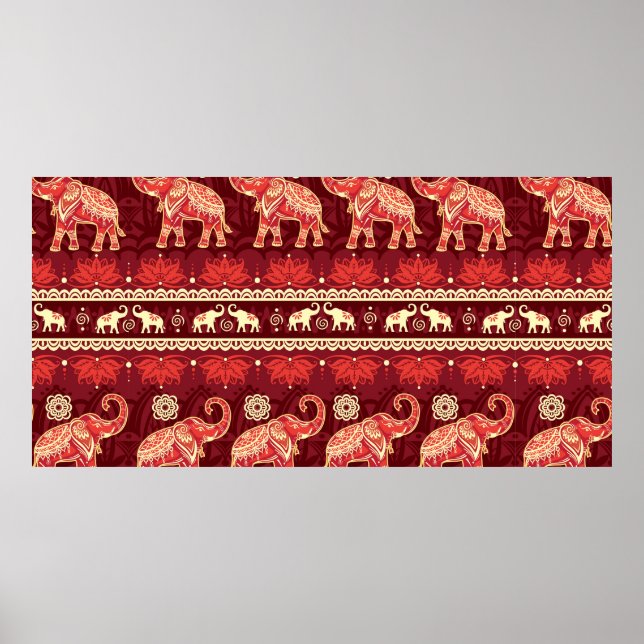 Póster Seamless pattern with elephants  (Frente)