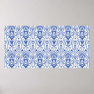 Póster Seamless pattern with embroidery. Ikat Fabric. Eth